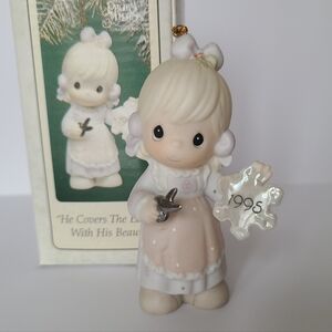 Vintage Precious Moments Girl Christmas Snowflake Collectible Tree Ornament
